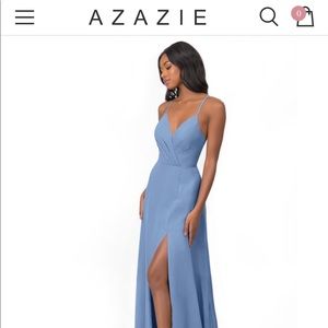 Azazie steel blue bridesmaid dress